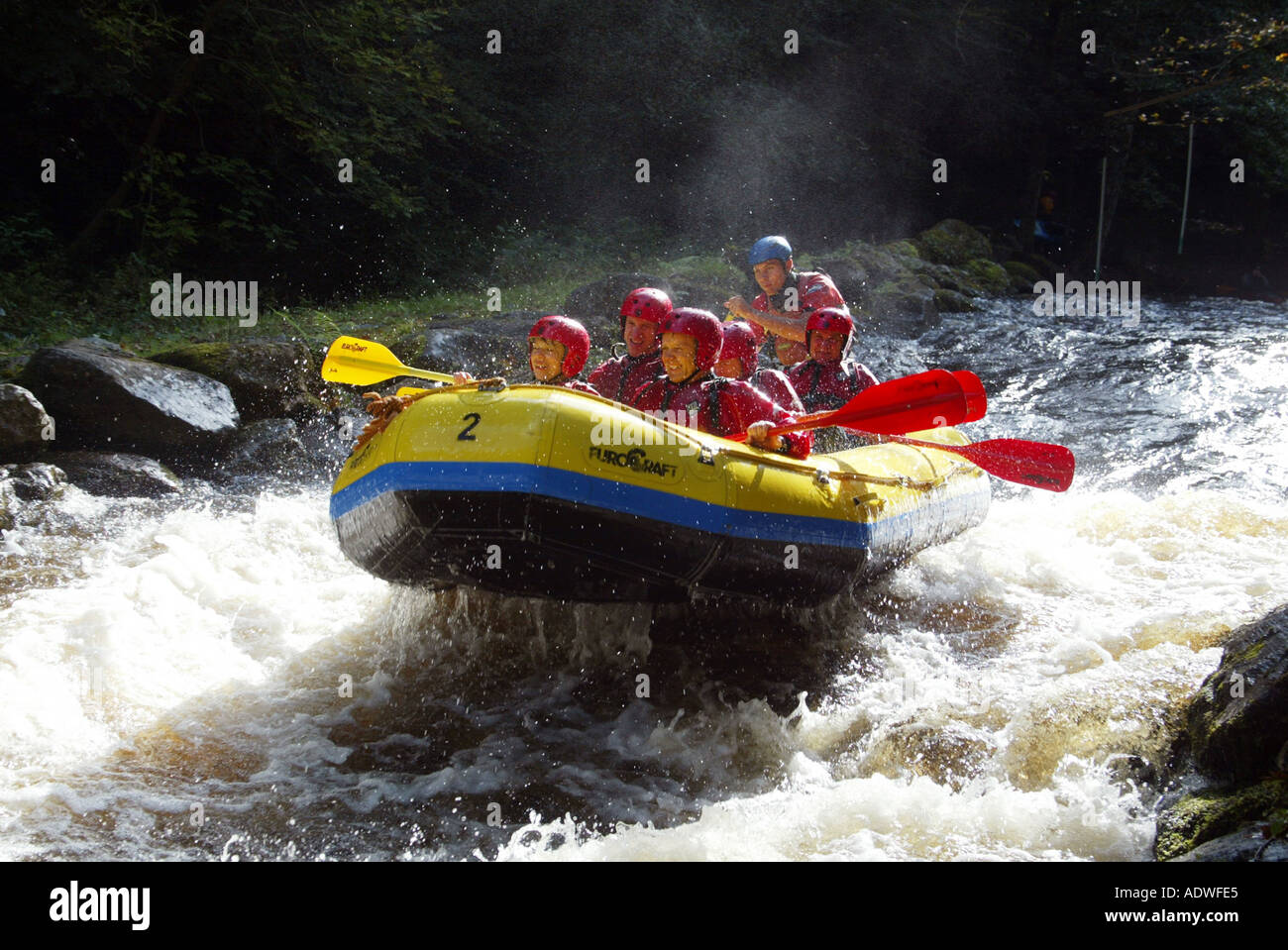 White Water rafting at National White Water Centre Afon Tryweryn Bala North West Wales AO Stock