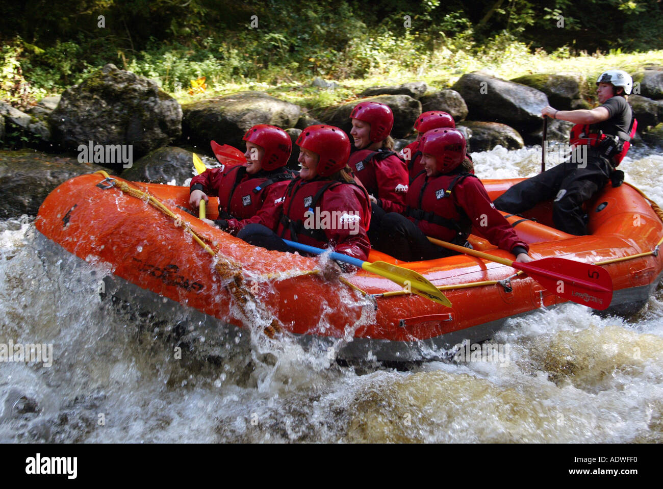 White Water rafting at National White Water Centre Afon Tryweryn Bala North West Wales AO Stock