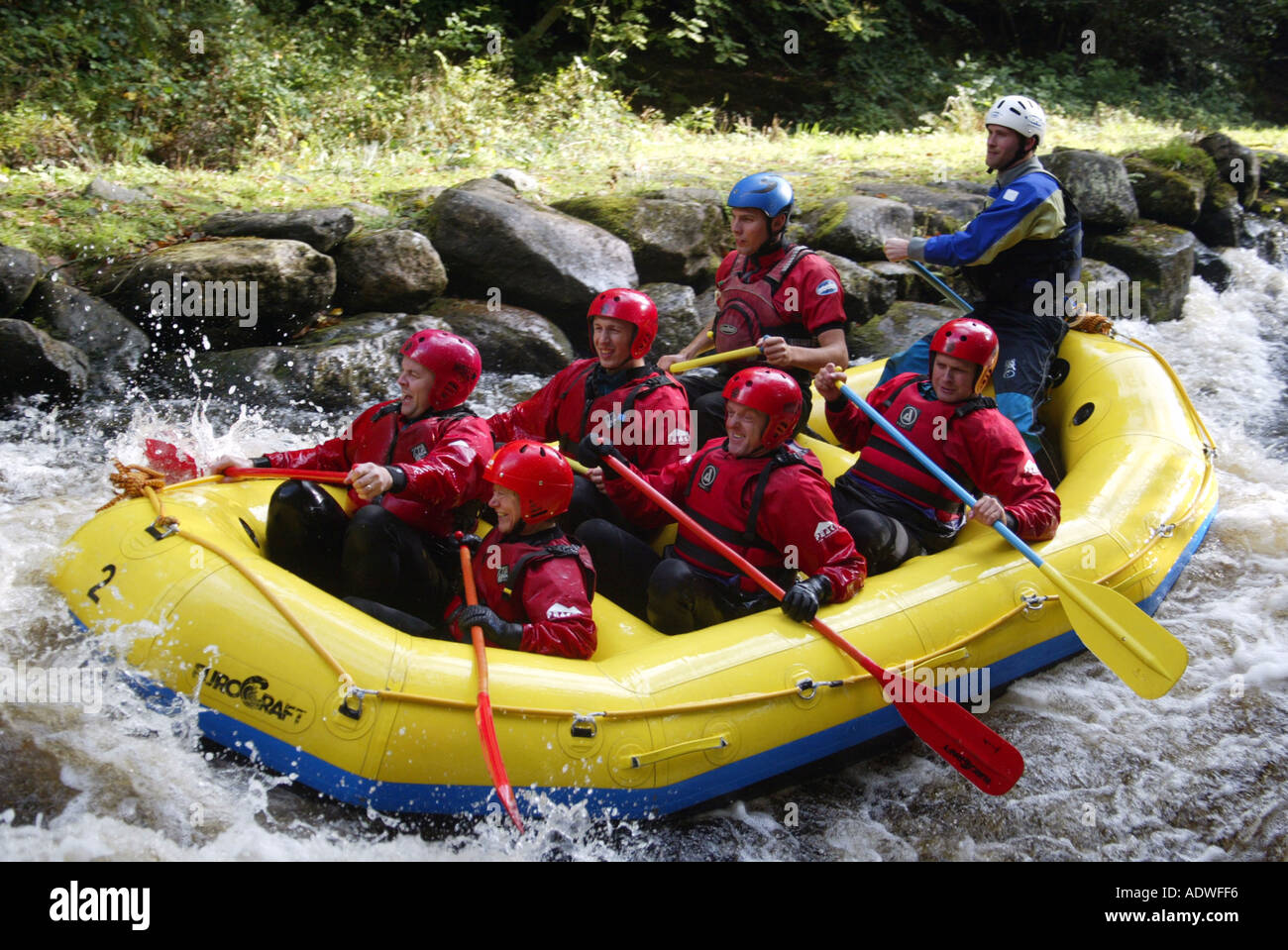 White Water rafting at National White Water Centre Afon Tryweryn Bala North West Wales AO Stock