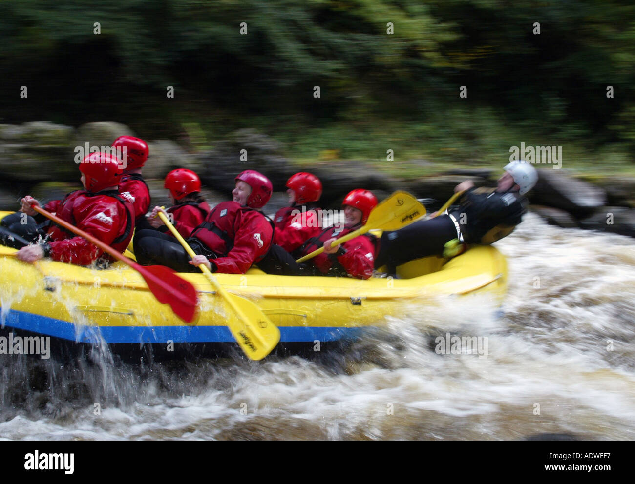 White Water rafting at National White Water Centre Afon Tryweryn Bala North West Wales AO Stock
