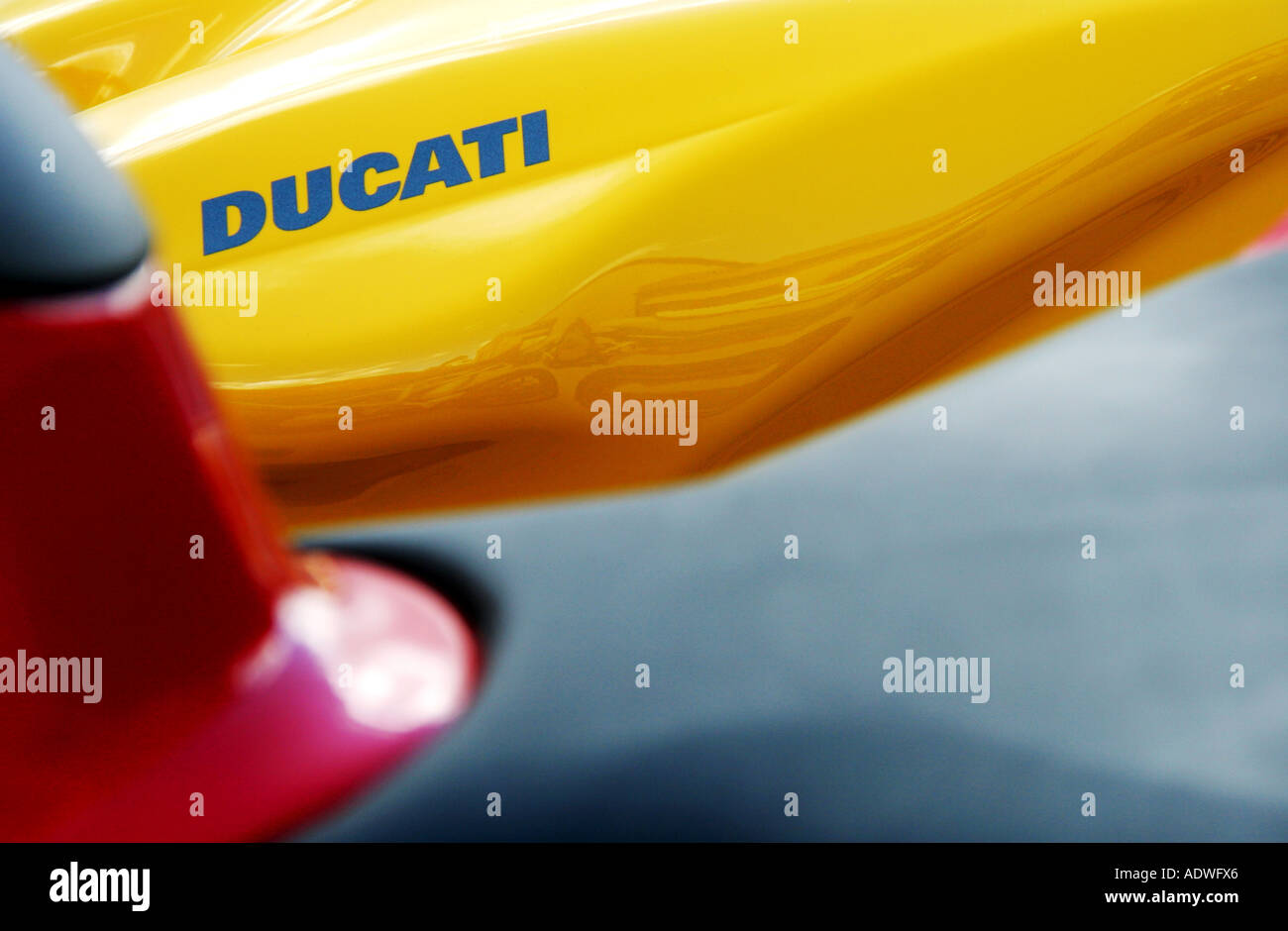 Ducati motorcycle petrol tanks Stock Photo