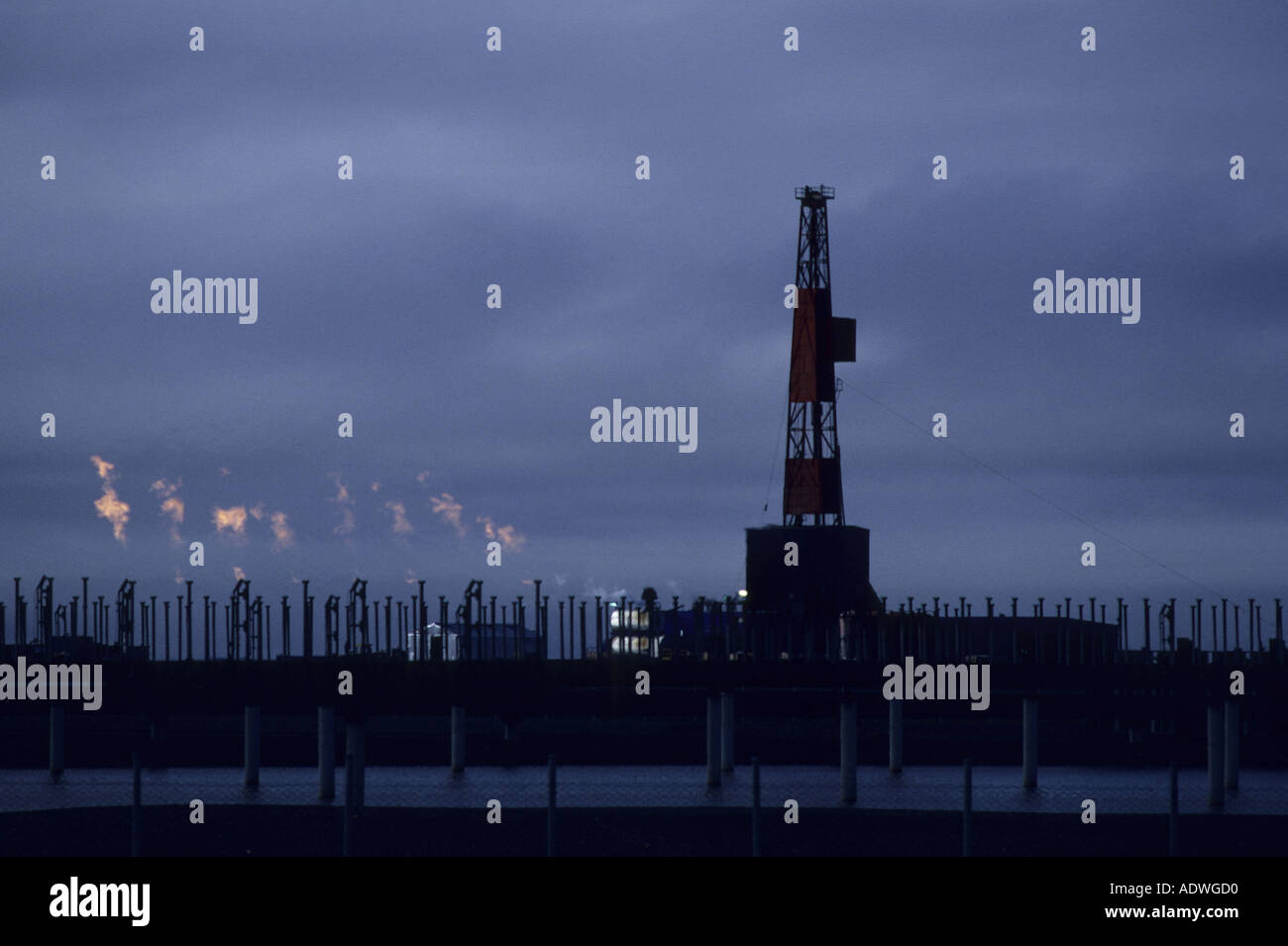 Oil Drill hole for gas reinjection Prudhoe oil field Alaska U S A Stock