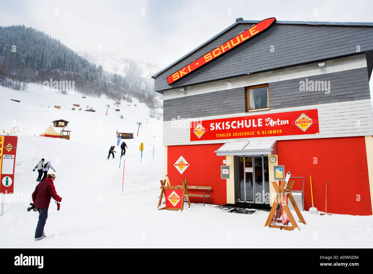 St Anton Ski School Austria Stock Photo Alamy