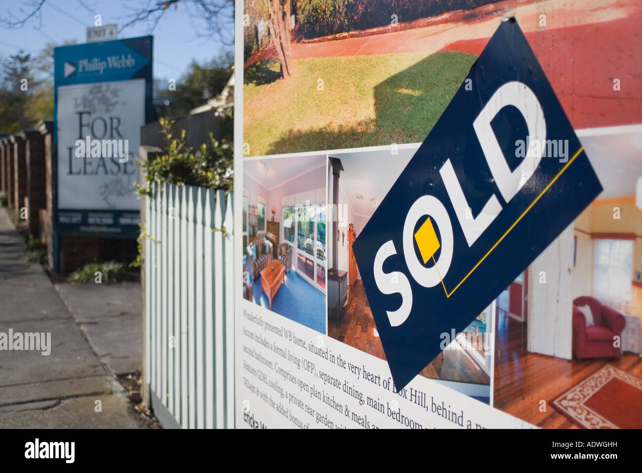 Property Boom Realestate Signs in Melbourne, Australia Stock Photo