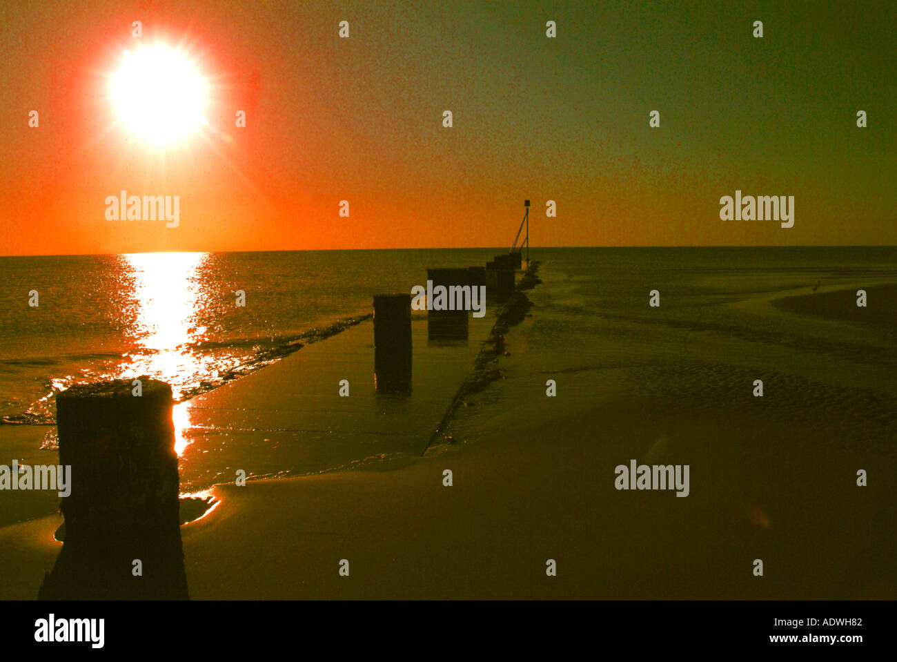 Mablethorpe Beach sunrise Stock Photo Alamy