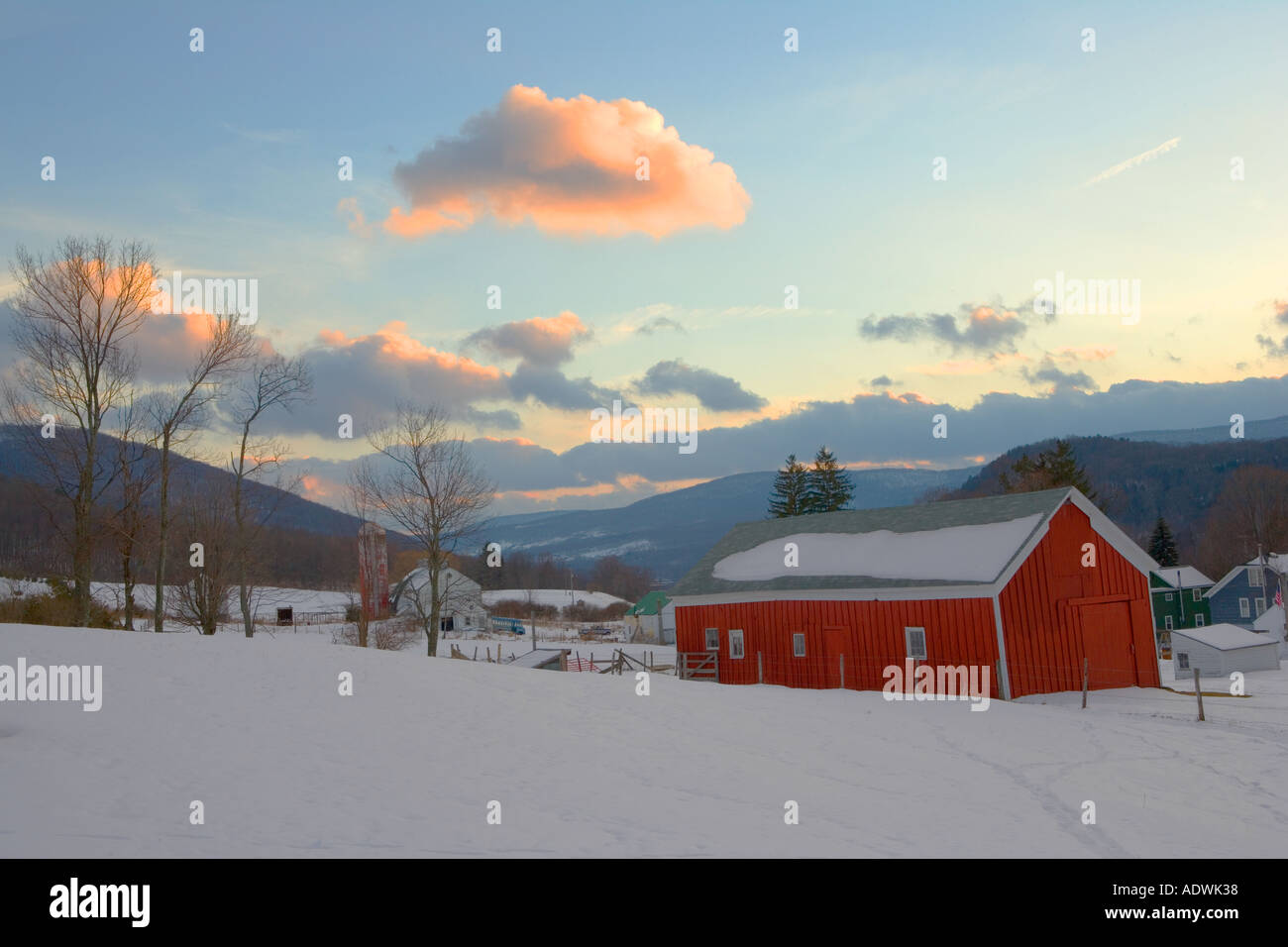 Winter Farm Scene Stock Photo - Alamy