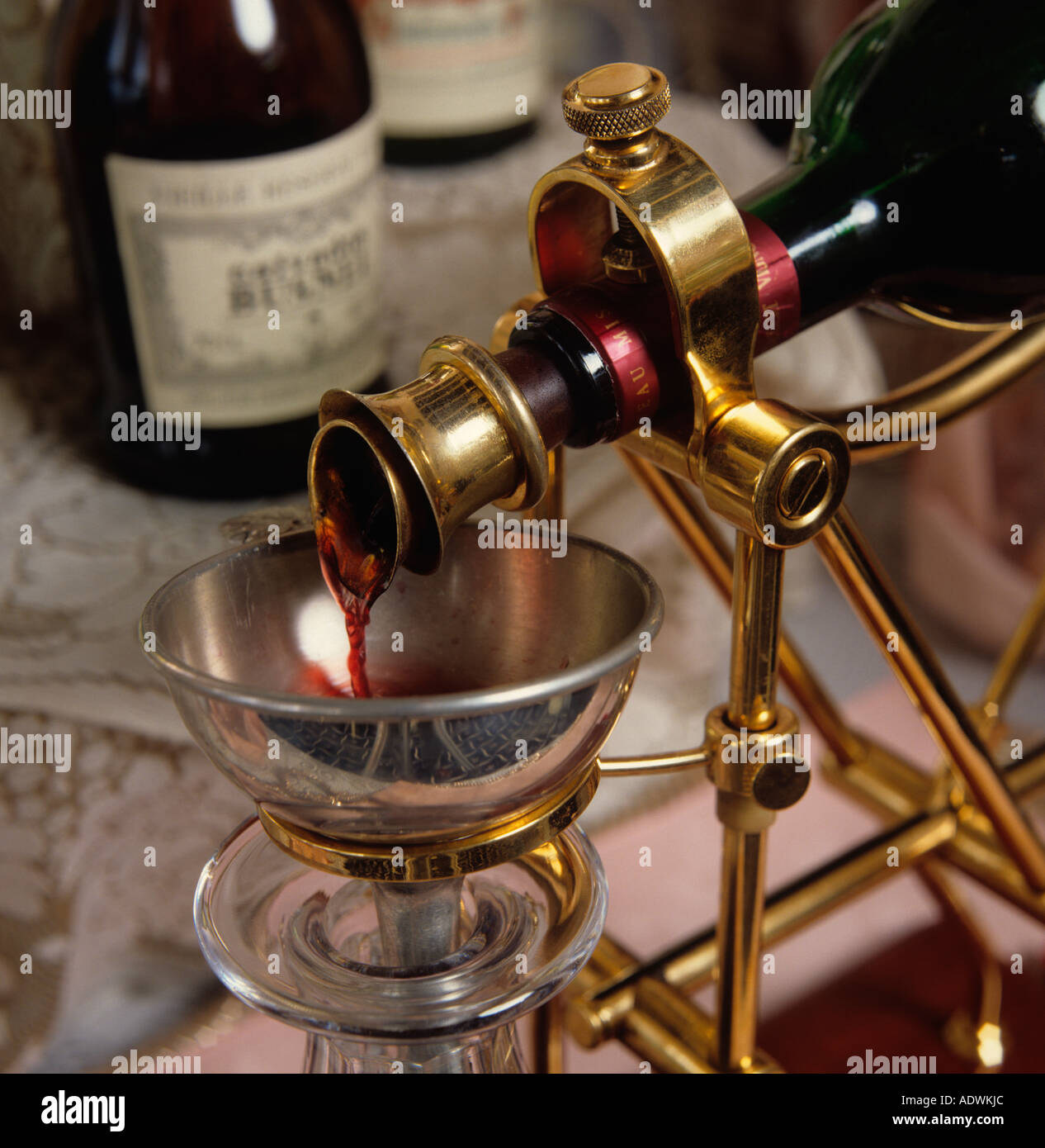 Food drink decanting fine wine to remove sediment Stock Photo