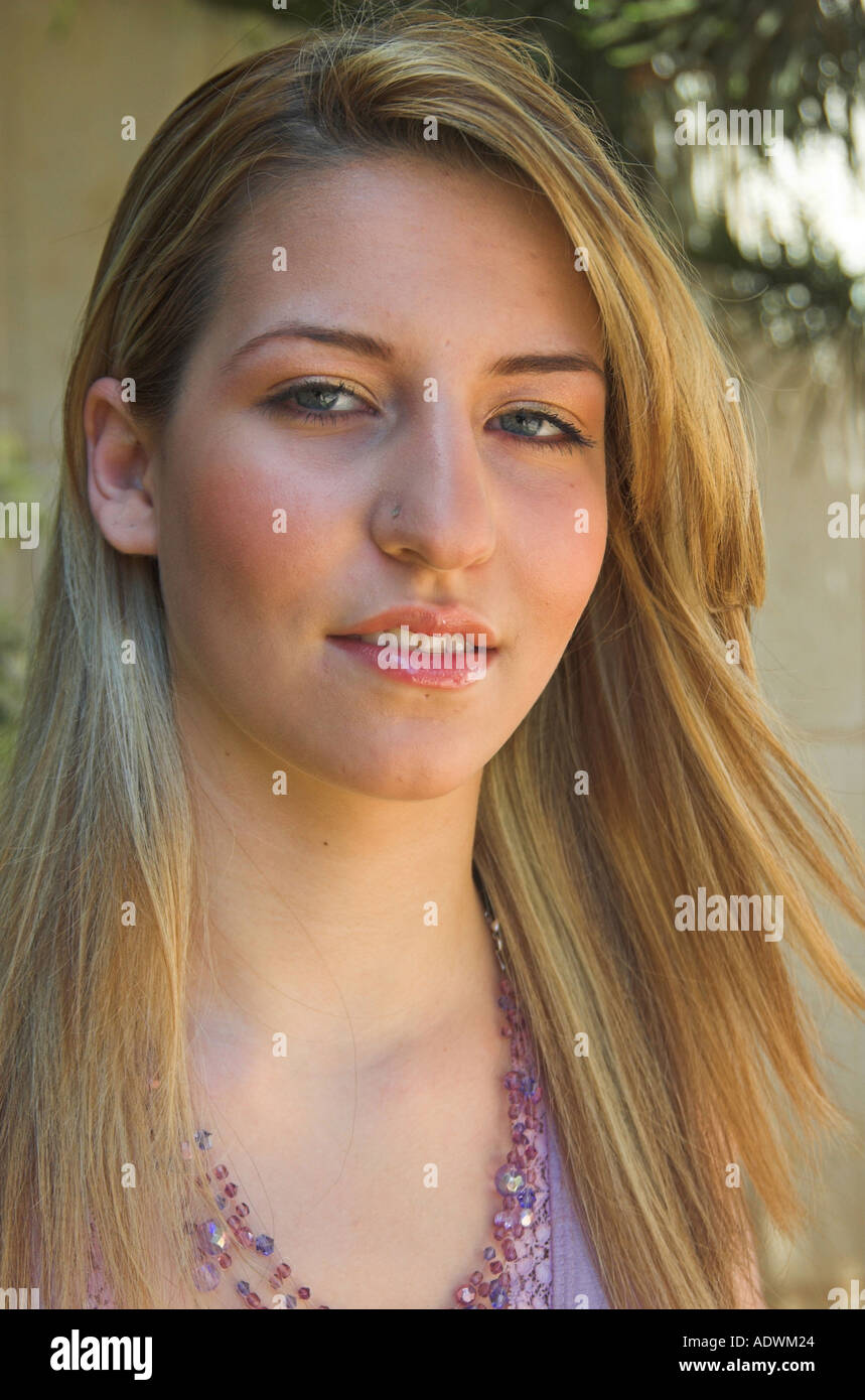 young blond female model in her early 20s Stock Photo