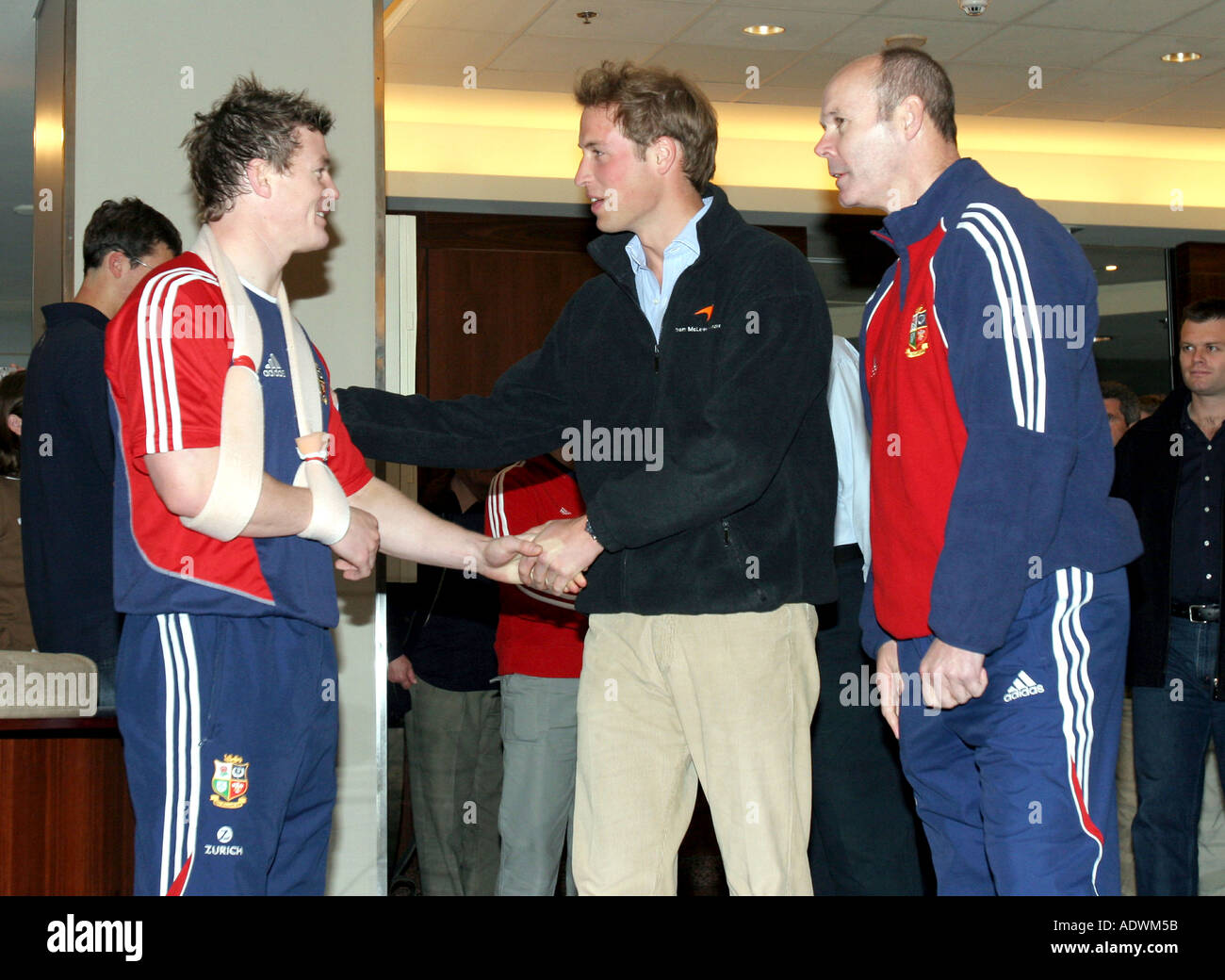 Prince William shakes British Irish Lions captain Brian O Driscoll 's hand  & offers his sympathy after his injury Intercontinental Hotel Wellington,NZ  Stock Photo - Alamy