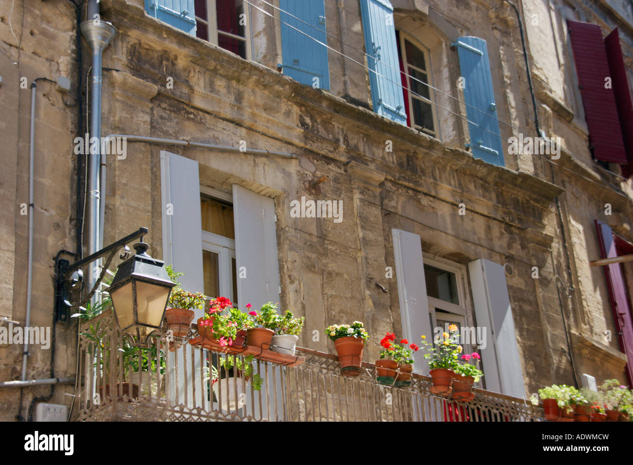 A typical house in Sommieres in the Gard Languedoc Roussillon. The South of France. Stock Photo