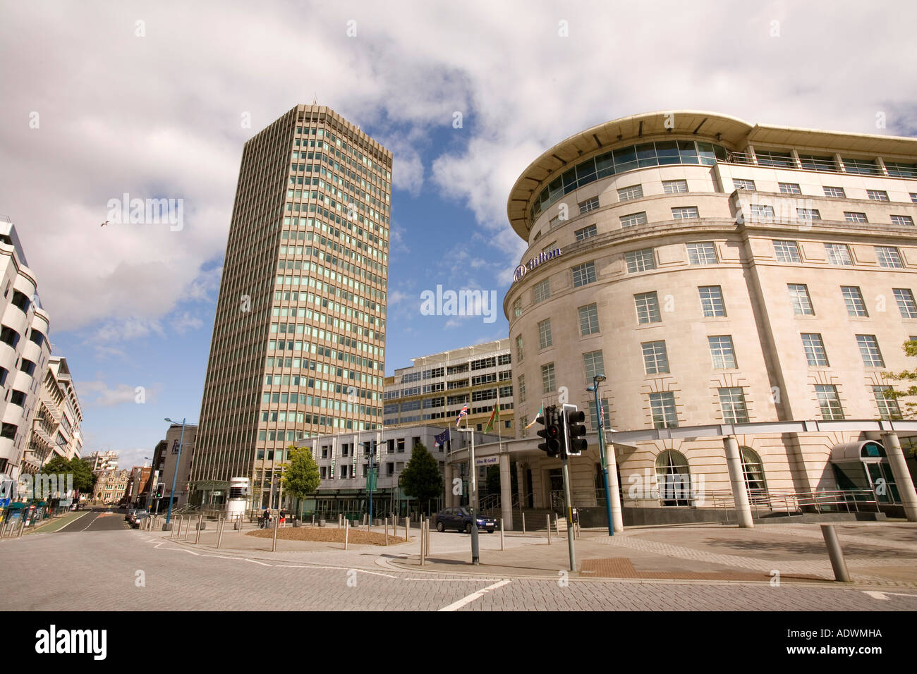 Wales Cardiff Centre Kingsway Greyfriars Road Capital Tower and Hilton