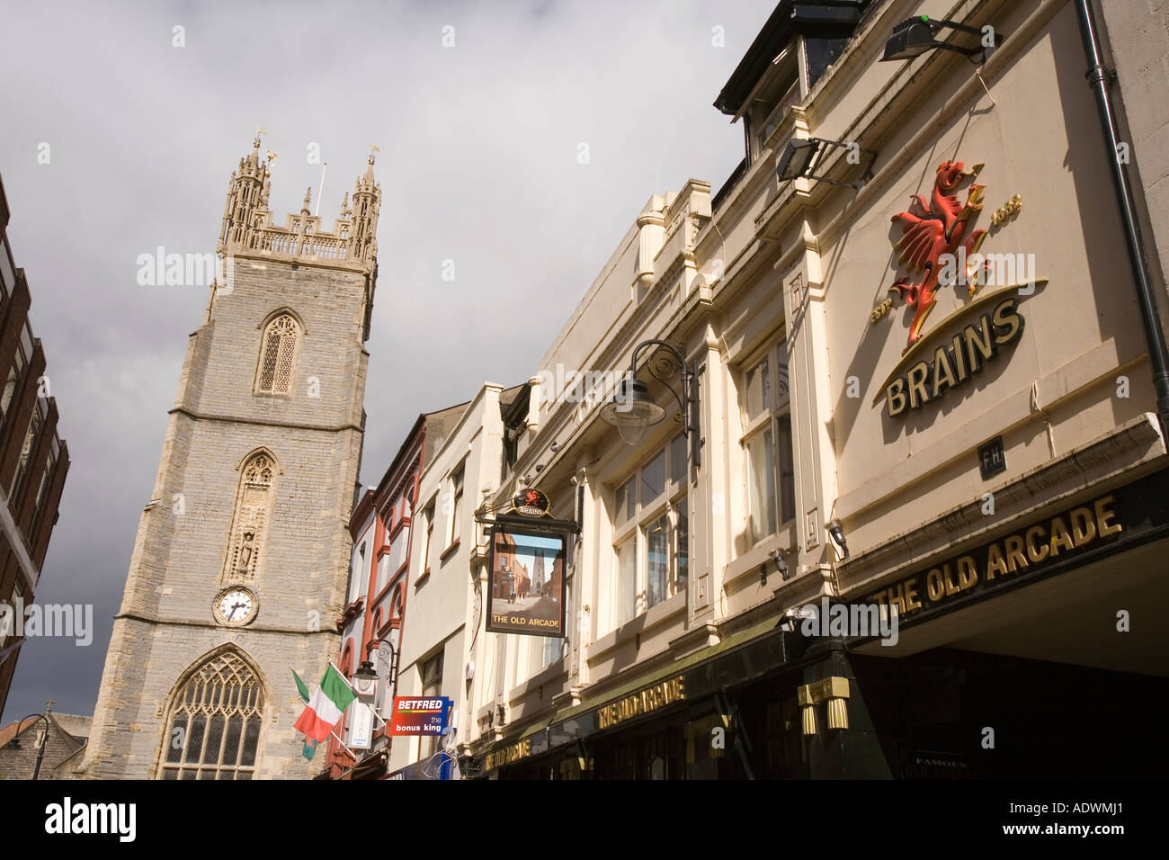 Wales Cardiff Centre Church Street St Johns parish church Cardiffs