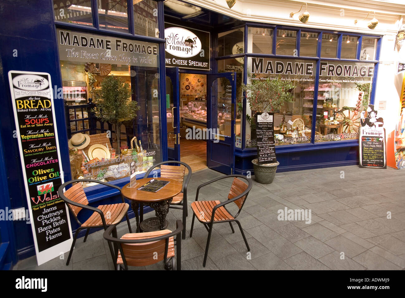 Wales Cardiff Centre Castle Arcade Madame Fromage cheese shop and cafe