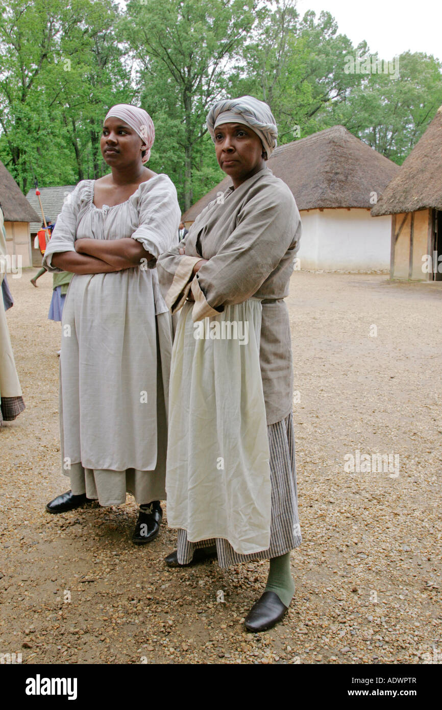 Historical performers in costume in re created colonial fort Jamestown Virginia United States of America Stock Photo