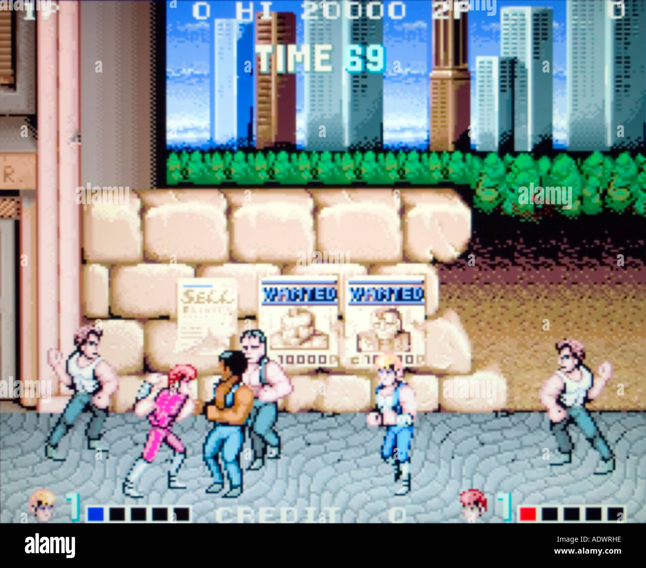 Double Dragon Techno Japan Corp 1987 vintage arcade videogame screenshot - EDITORIAL USE ONLY Stock Photo