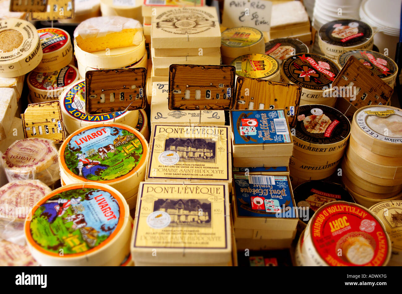 Cheese market Stall Honfleur market France Stock Photo