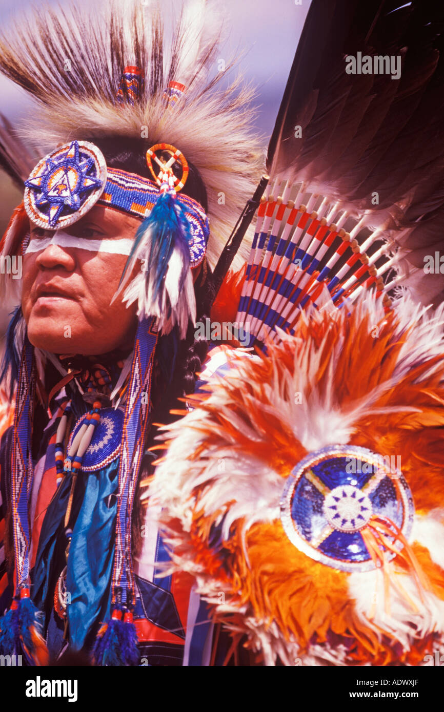 traditional dancer at Taos Pueblo Pow Wow Taos New Mexico Stock Photo