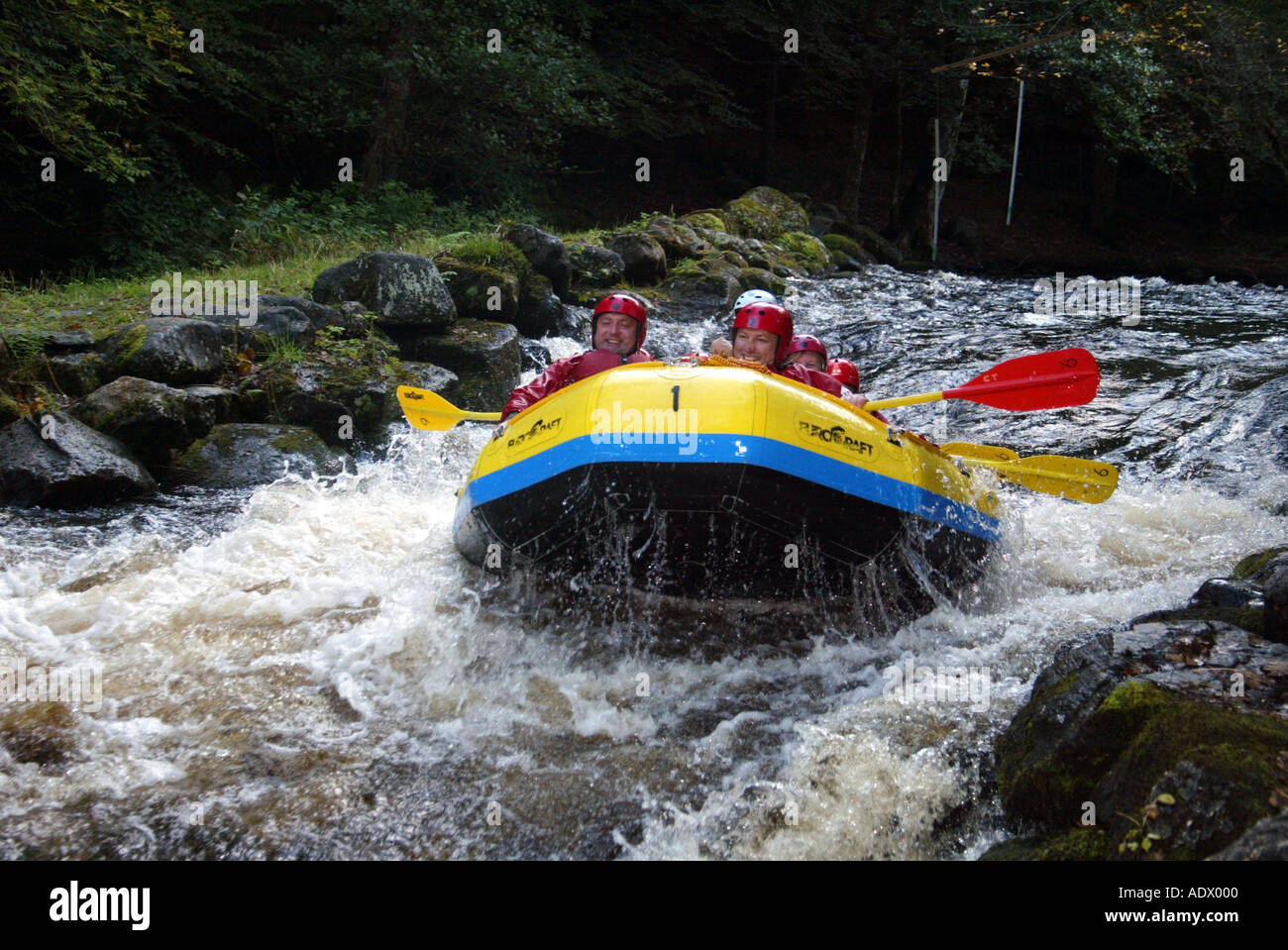 White Water rafting at National White Water Centre Afon Tryweryn Bala North West Wales AO Stock
