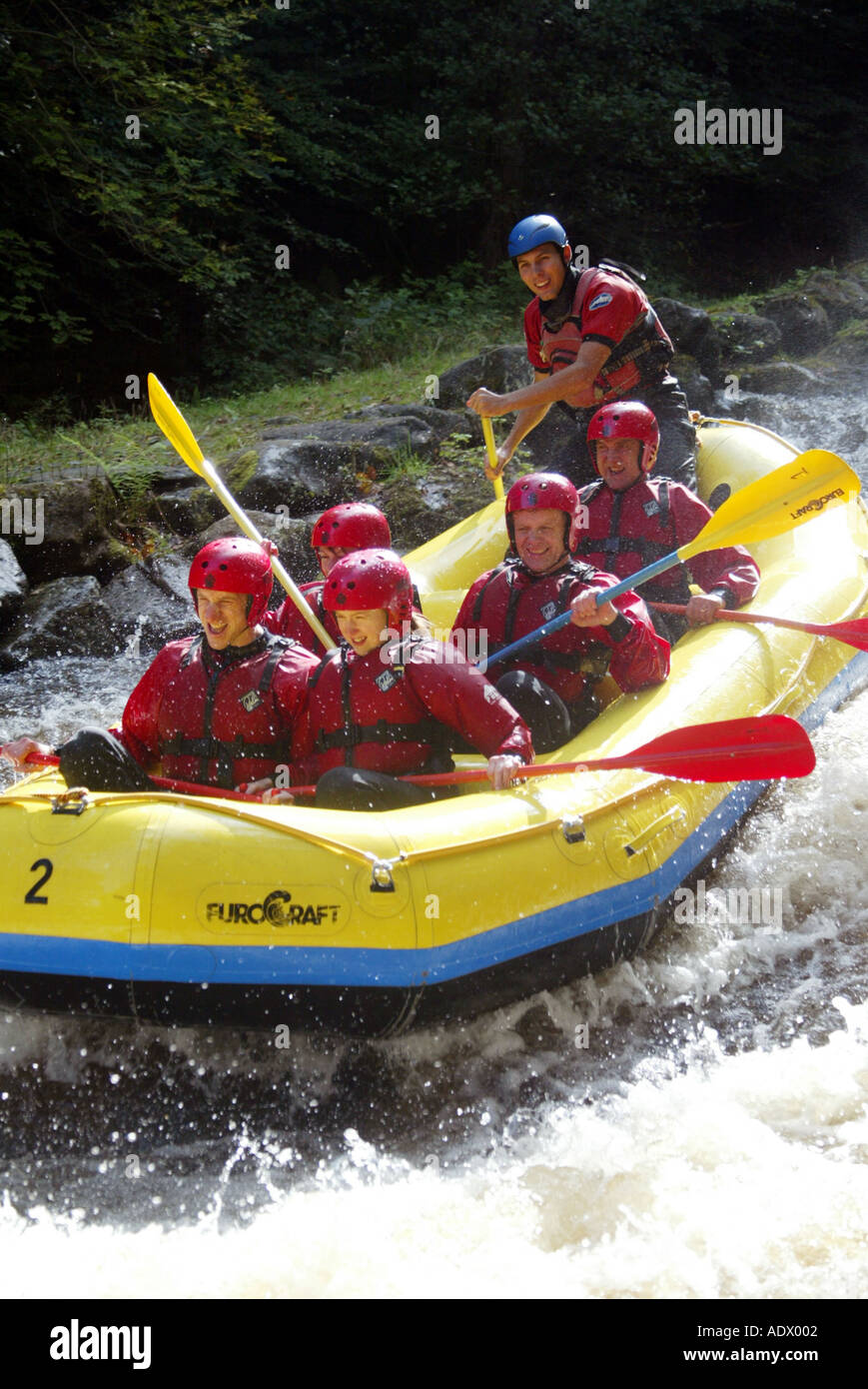 White Water rafting at National White Water Centre Afon Tryweryn Bala North West Wales AO Stock