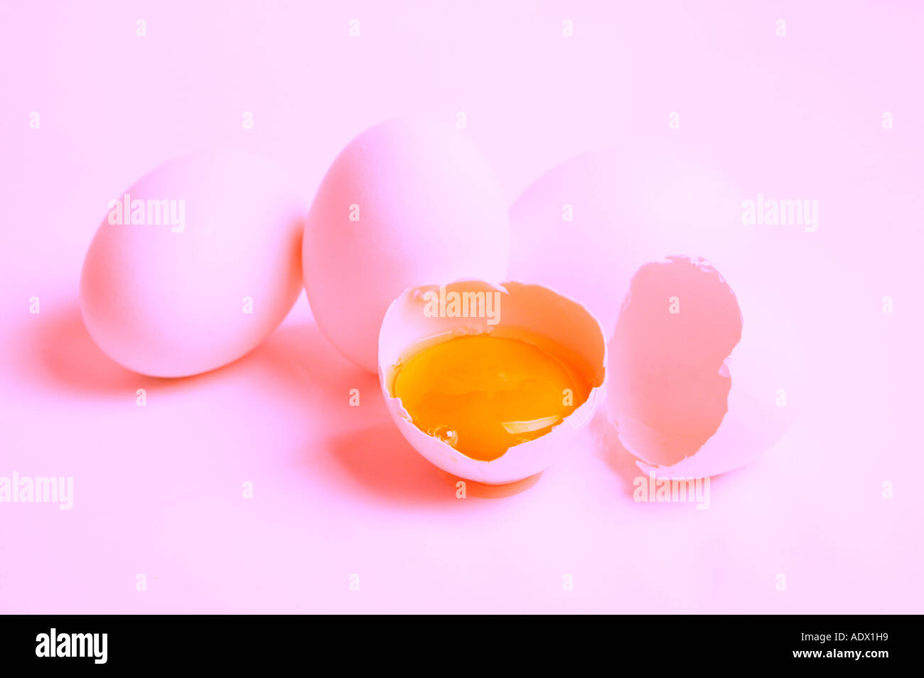 egg, still-life, rosy, pink, yolk, shell, breakfast, Clear, , food, in, a, Indoors, group, of, studio, shot, whole, fragility, f Stock Photo