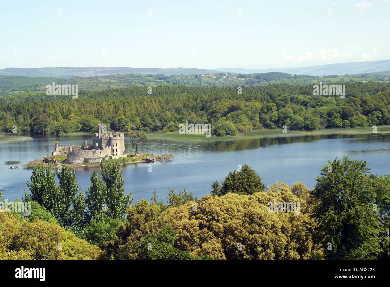 Aerial view Castle Island Lough Key forest park Ireland Stock Photo Alamy