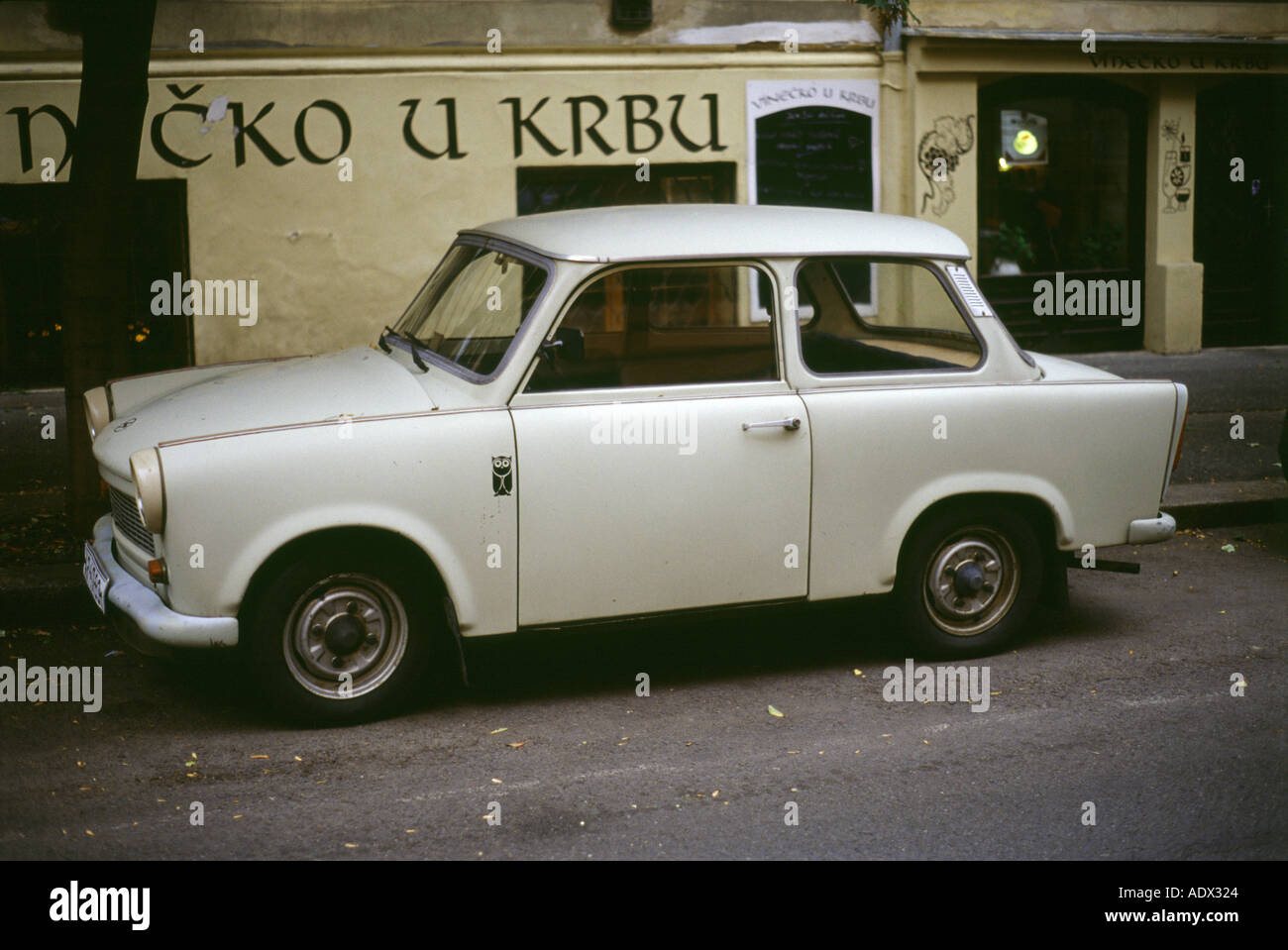 Trabant 601 car parked in a Prague street, Czech Republic. Stock Photo