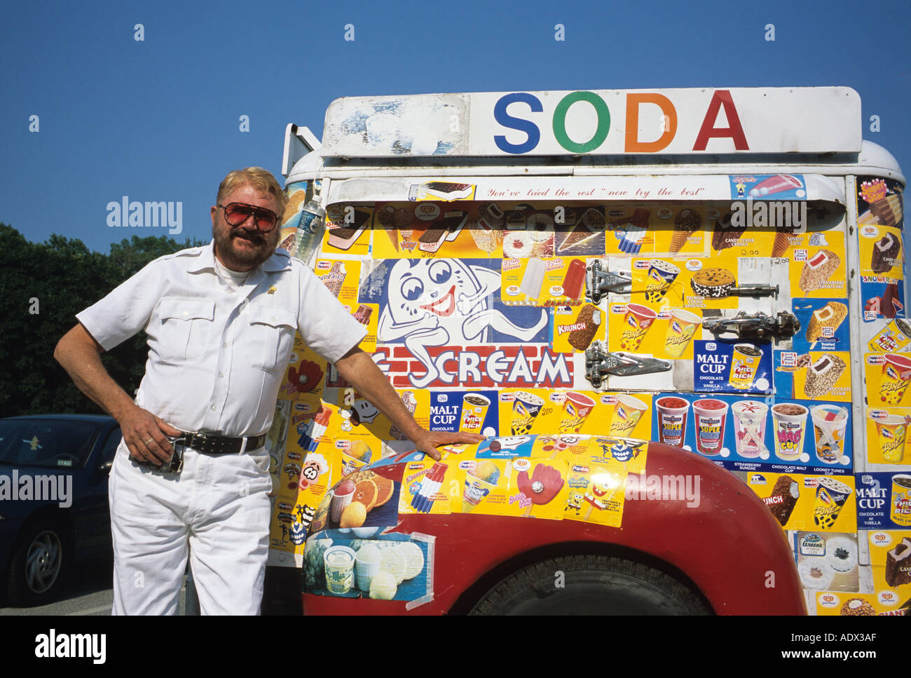 Ice Cream Man Ice Cream Vender With Truck Stock Photo Alamy