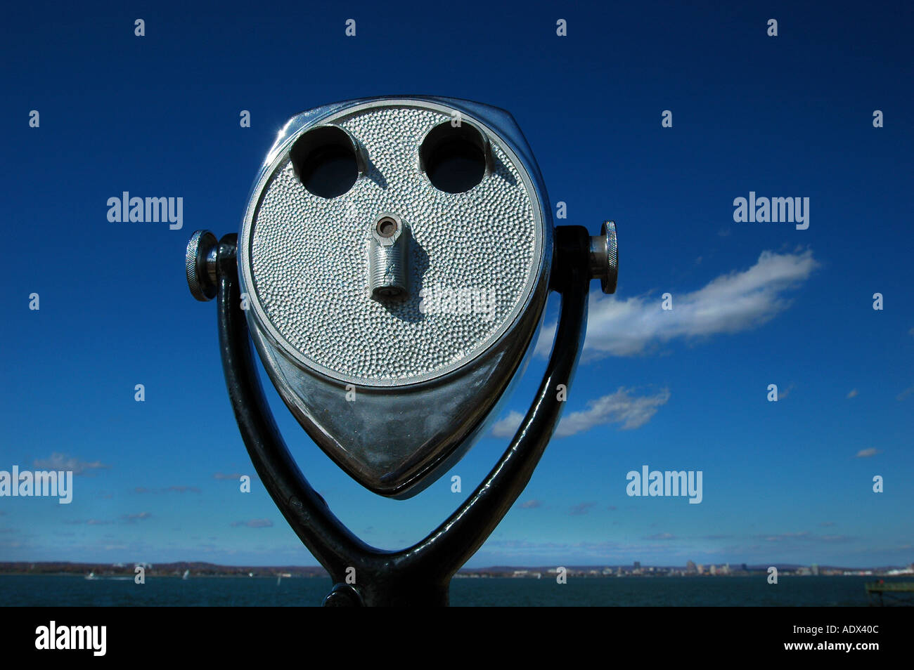 Coin operated binoculars at a tourist destination Stock Photo