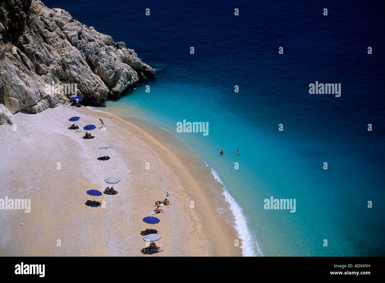 sand beach at Lycia Region Kas Lycia Region Mediterranean Sea Turkey Stock Photo