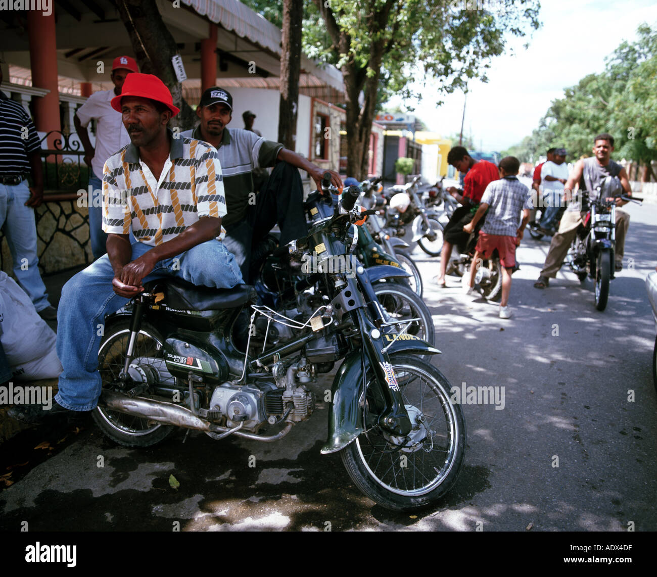 Motorcycle taxi stand in the city of Bani Dominican Republic Stock ...
