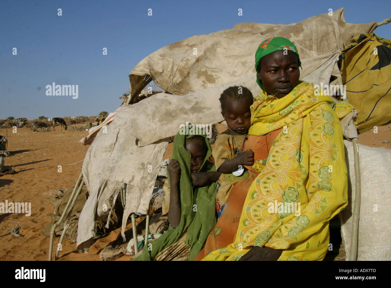 Sudanese refugees in Chad from Darfur They live in simpel houses near Adre Stock Photo