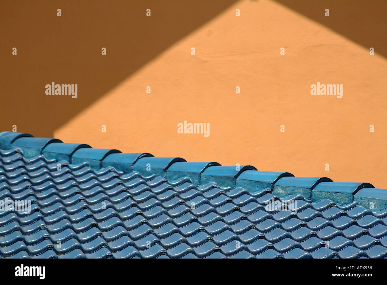 Architecture Roof Rooftop Wall Salmon Orange Tiles Shingle Blue