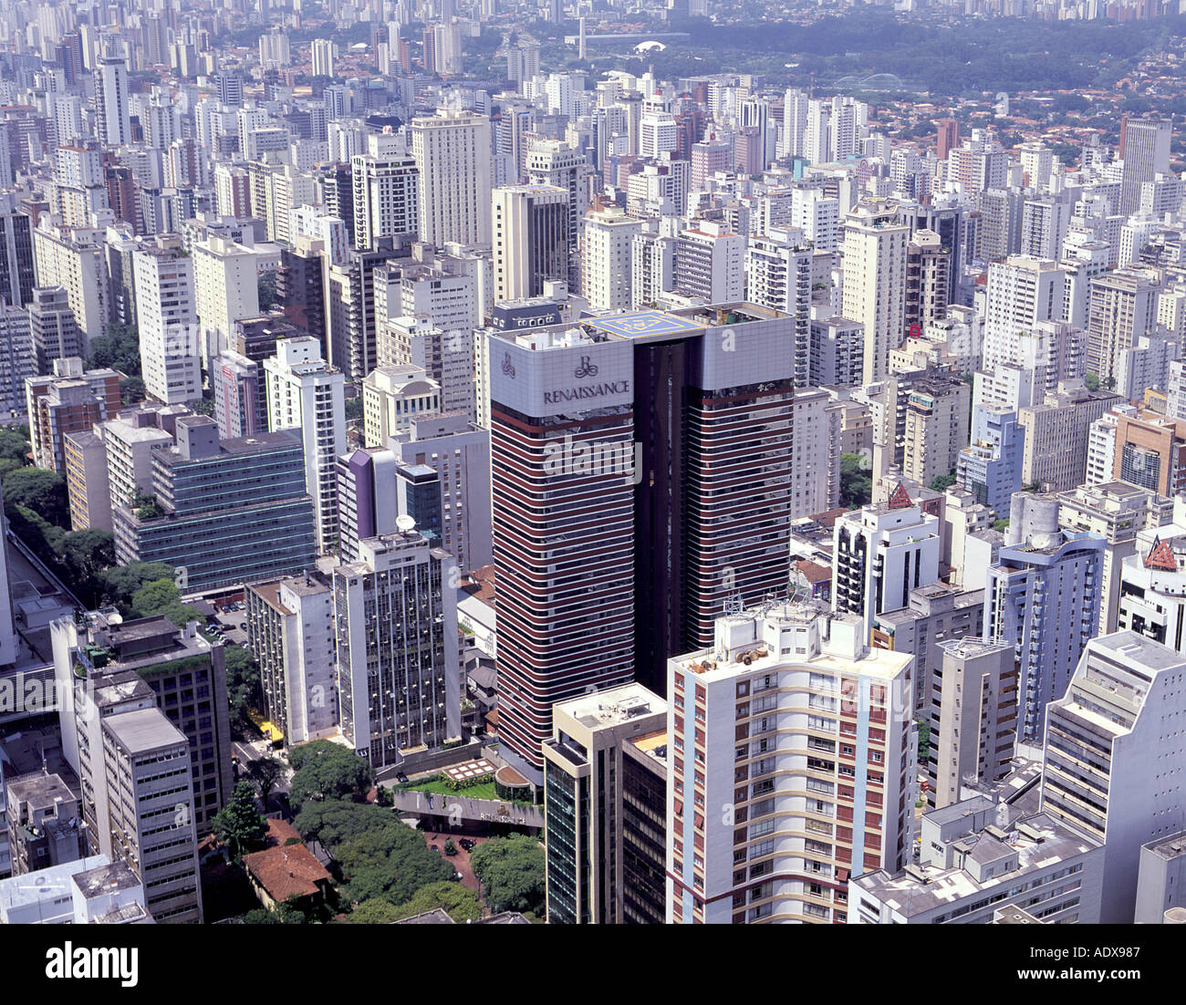 Travel São Paulo reinassance hotel downtown sao paulo urban busy buildings crowded bird s eye view aerial panorama architecture Stock Photo