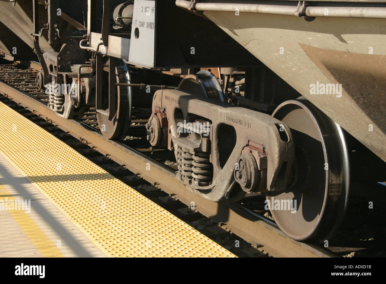 Close up of American railroad freight car truck Stock Photo Alamy