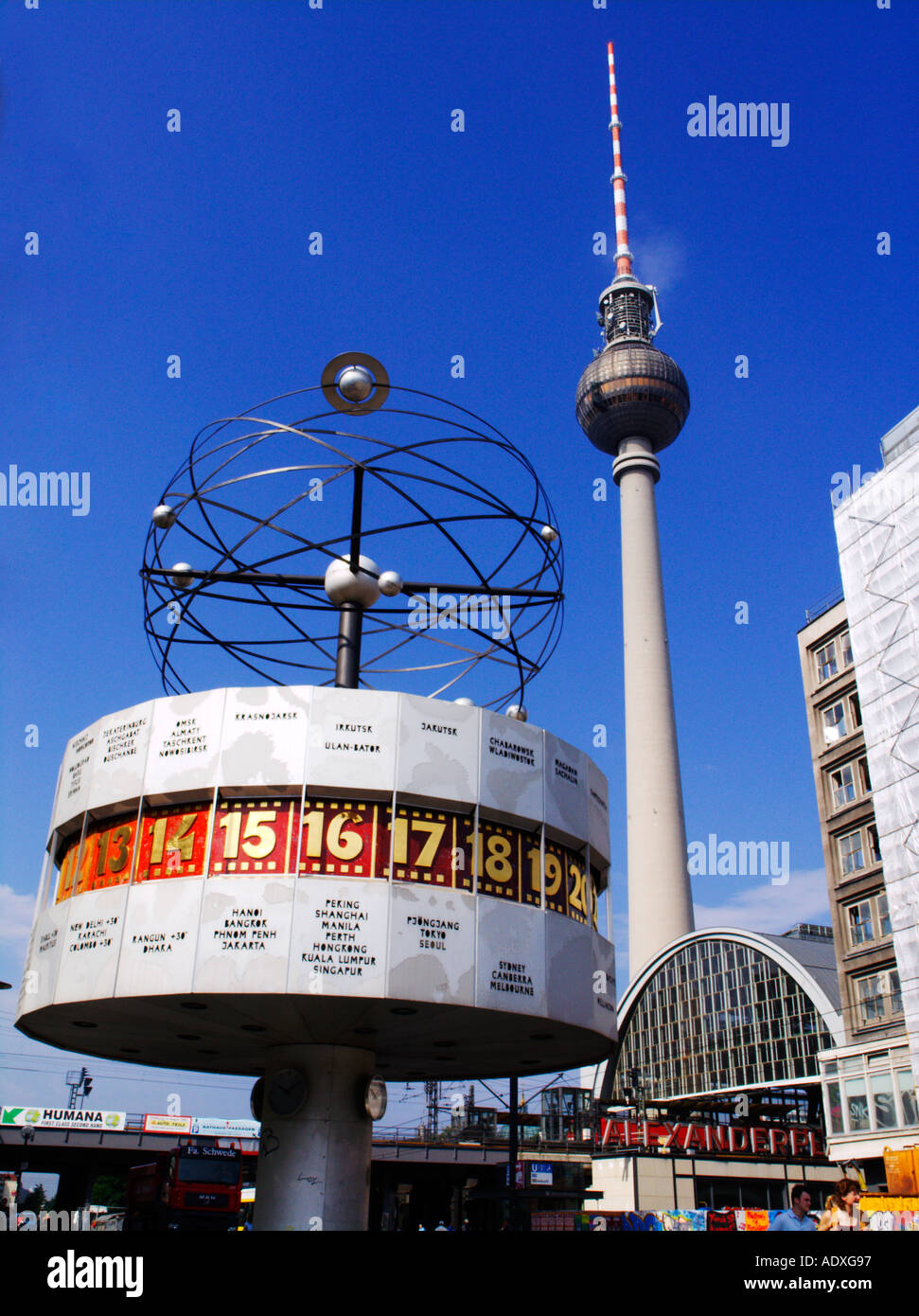 World Time Clock and the Television Tower in Alexanderplatz Mitte in