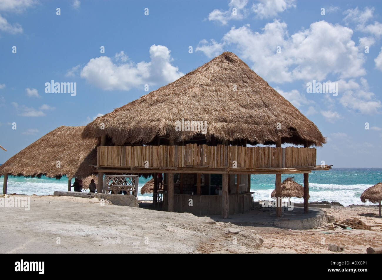 Shore Sea Ocean Sun Cost Shore Clouds Beach Sand Cabin Stock