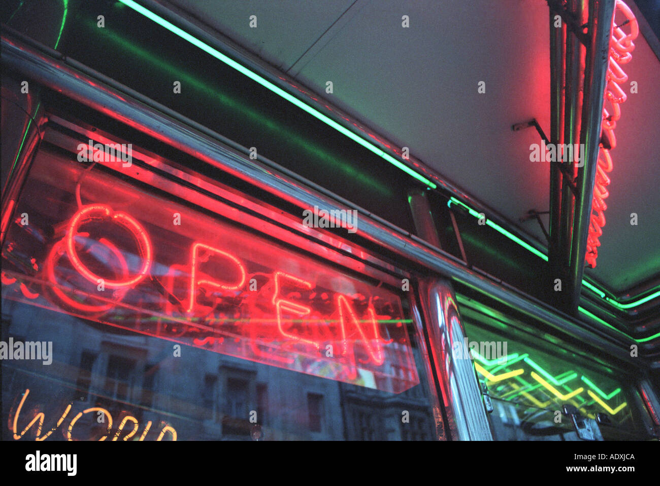 red open neon sign in shop Stock Photo - Alamy
