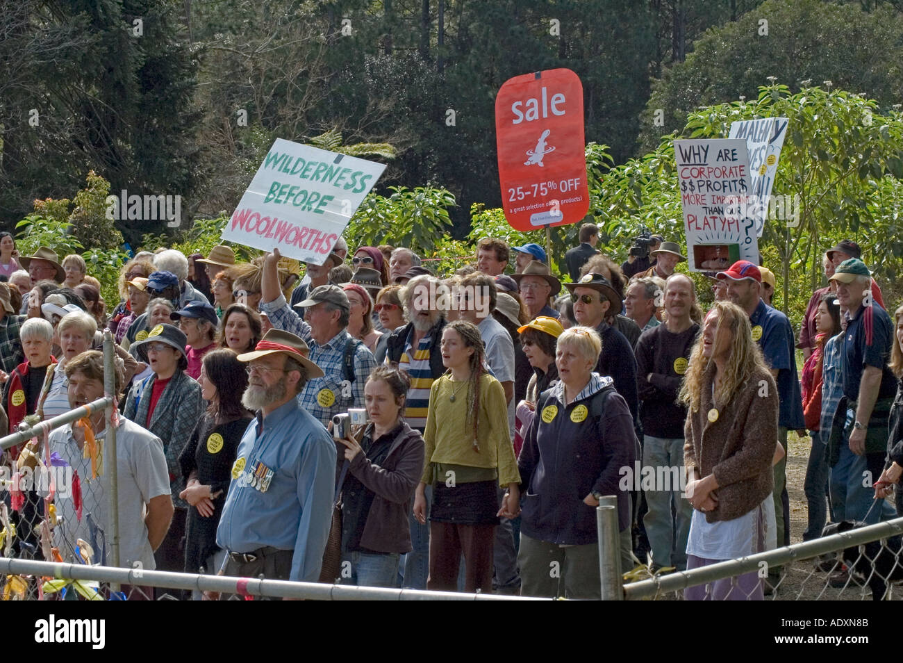 Maleny protest against the building of a Woolworths supermarket 3681 Stock Photo