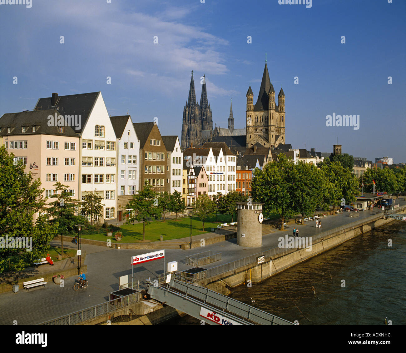 Cologne Altstadt seen from Deutz Bridge, Germany. Stock Photo