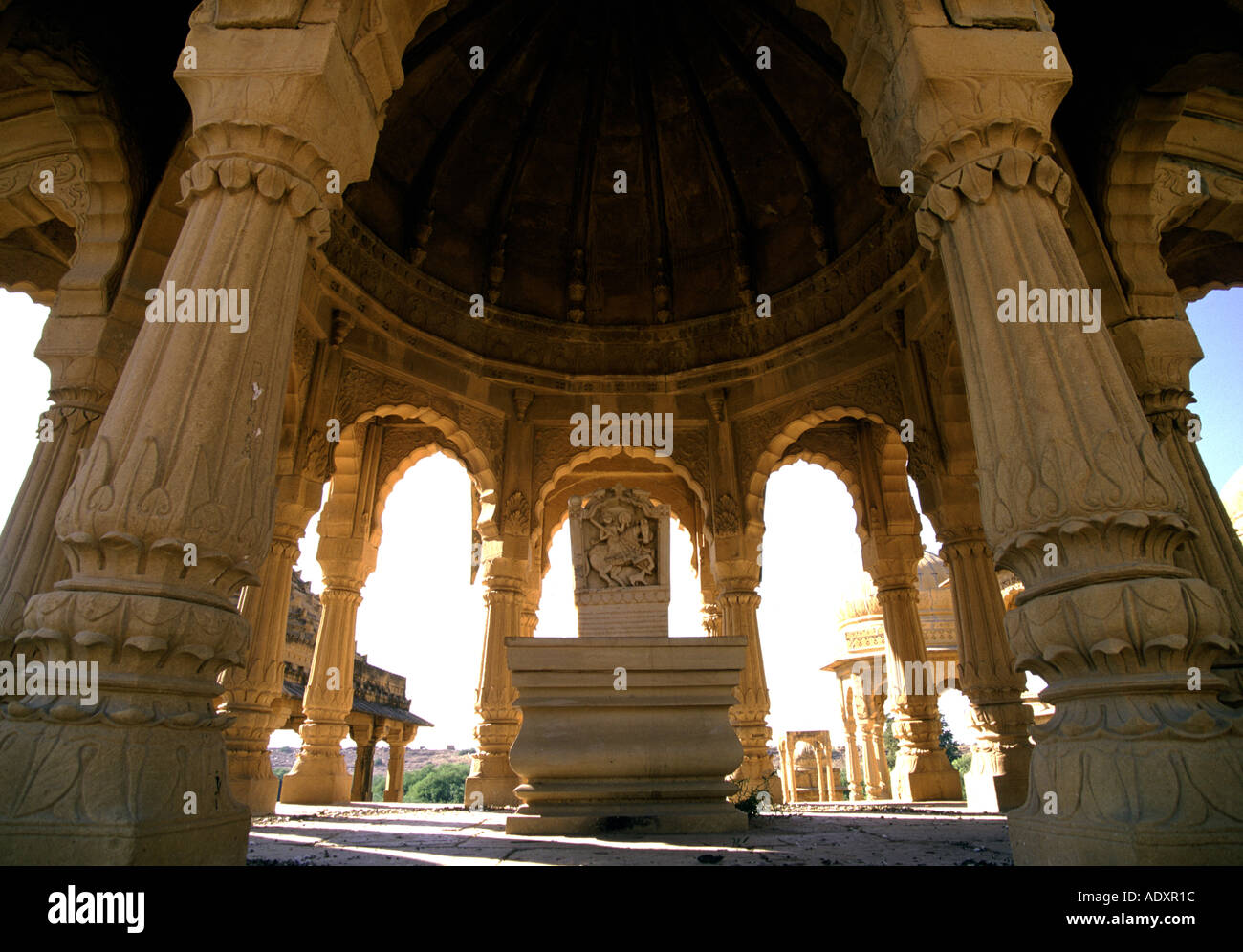 Close up of Royal Tombs in the desert near Jaisalmer Rajasthan India ...