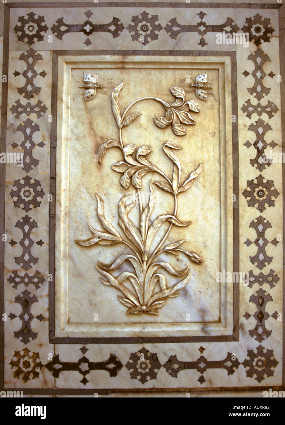 Marble sculpted images of plants and insects at the Amber Palace in ...
