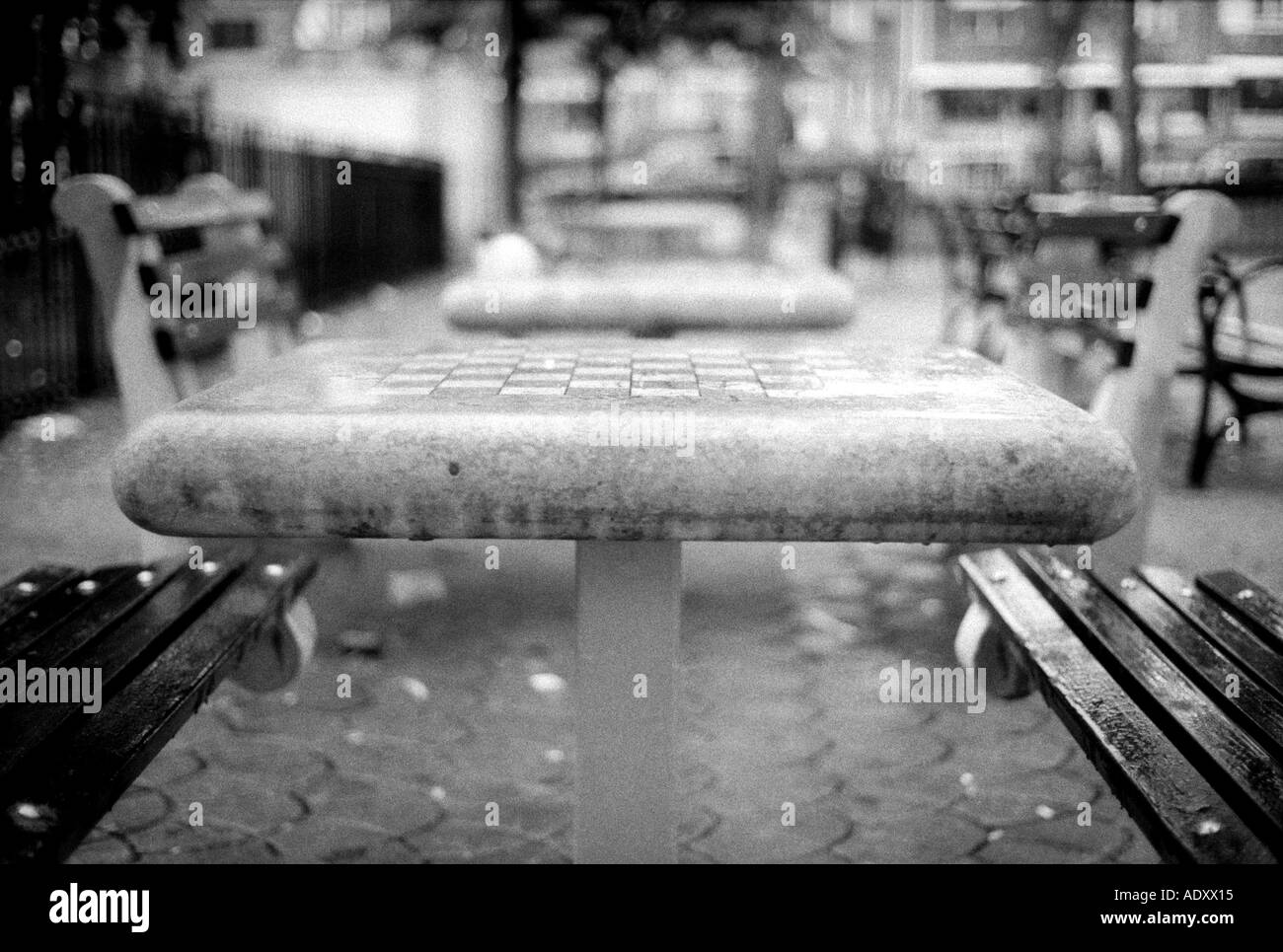 Park bench table, Brooklyn, New York Stock Photo Alamy