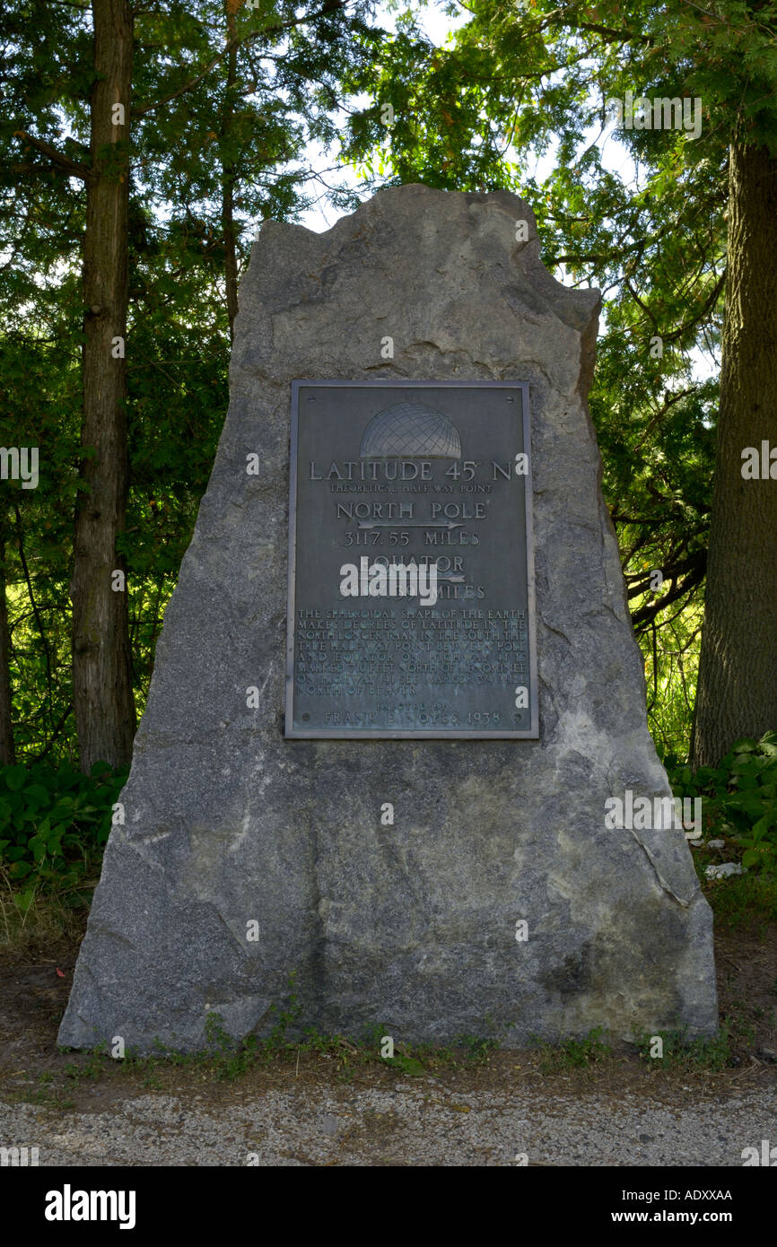 Geographic marker indicating midway point between equator and North