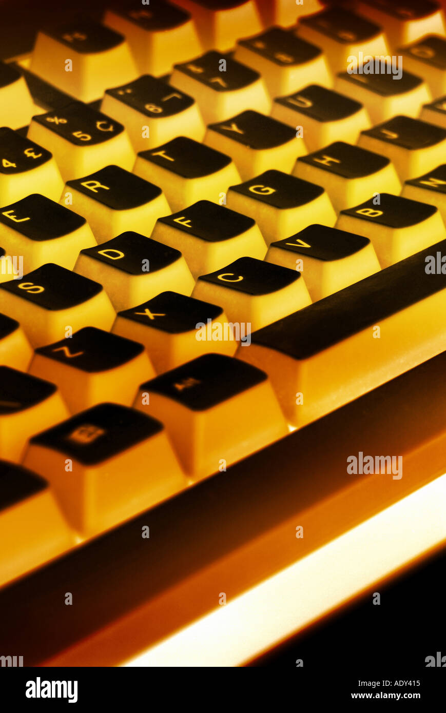 Computer Comm keyboard connected wired concep duotone yellow gold ...
