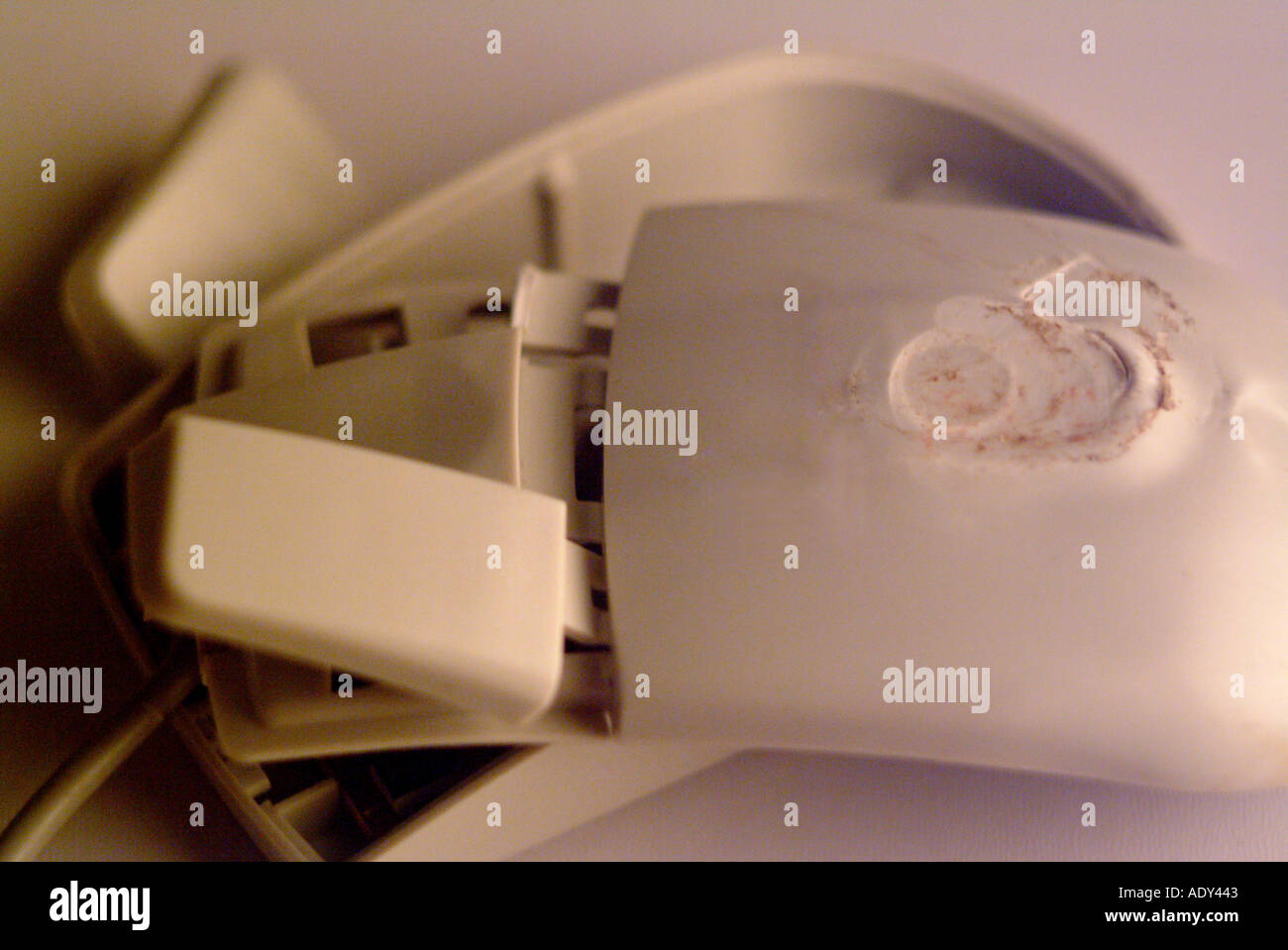 Computer Comm mouse wreck wrecked broken destroyed disassembled falling