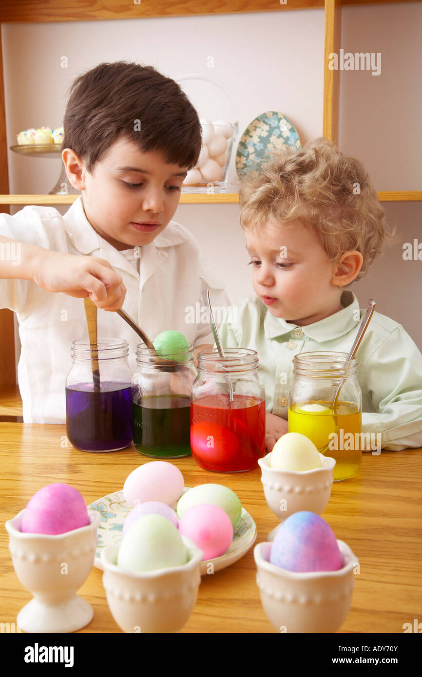 Children Making Easter Eggs Stock Photo - Alamy