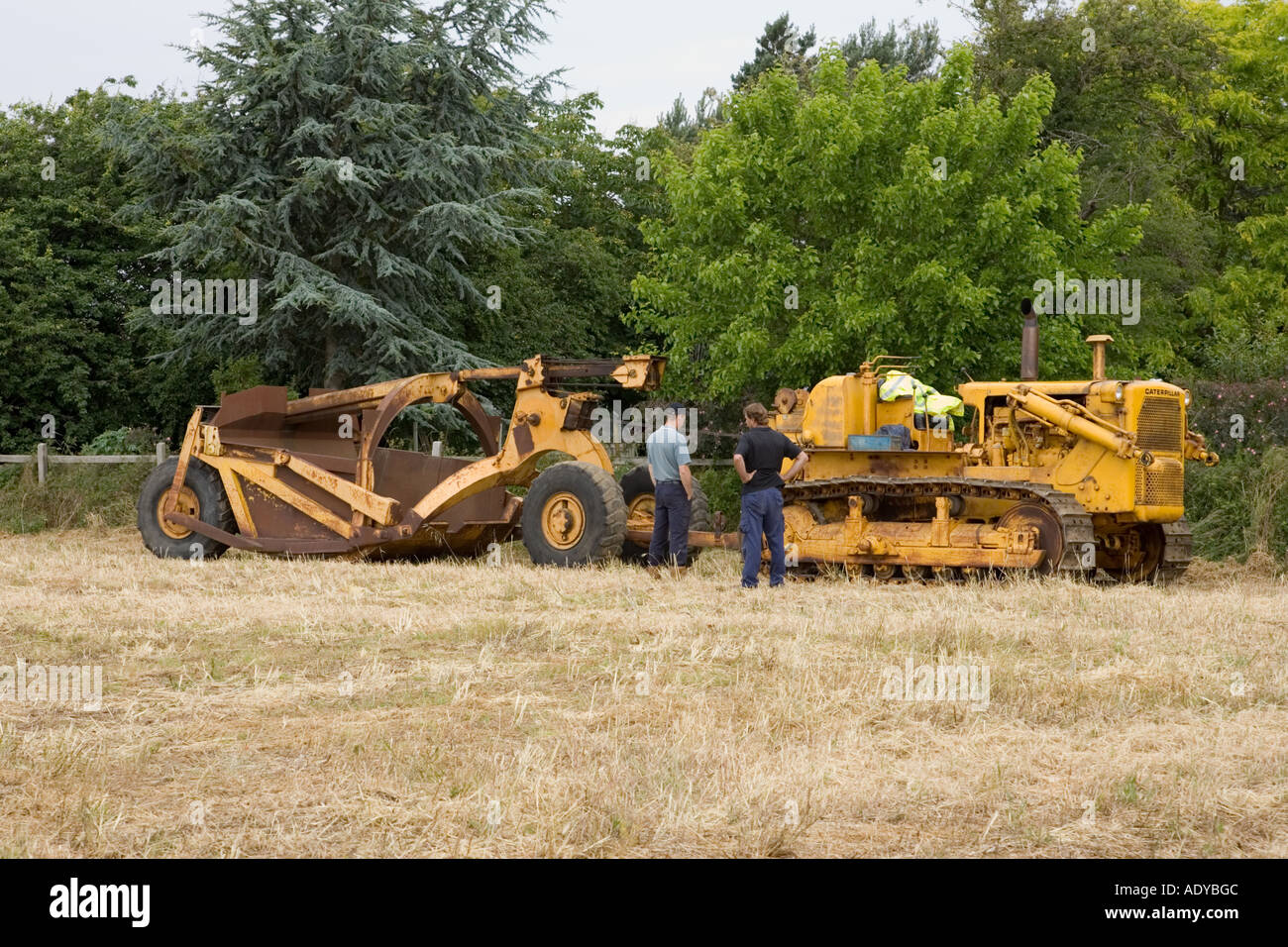 Caterpillar tractor and earth scraper at Rougham fair in Suffolk 2006 Stock Photo