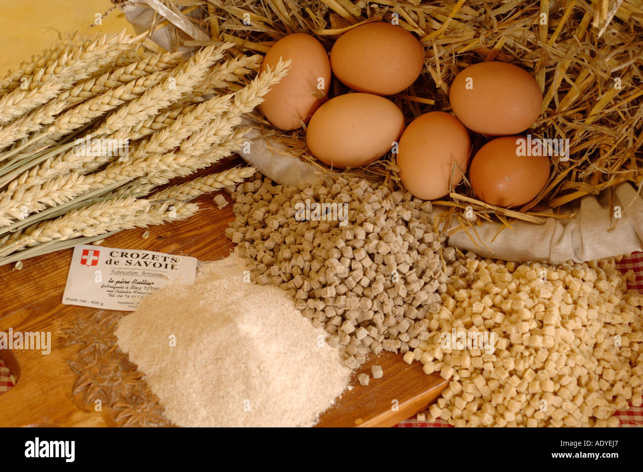 ingredients for Crozets, a Savoie delicacy, France, Savoie Stock Photo