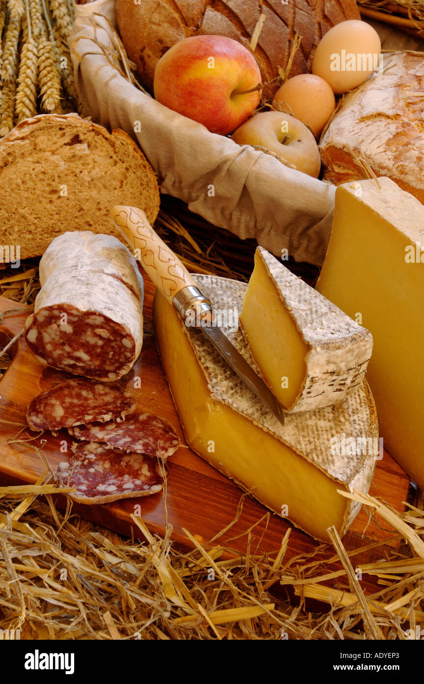 typical savoyen foodstuffs, France, Savoie Stock Photo