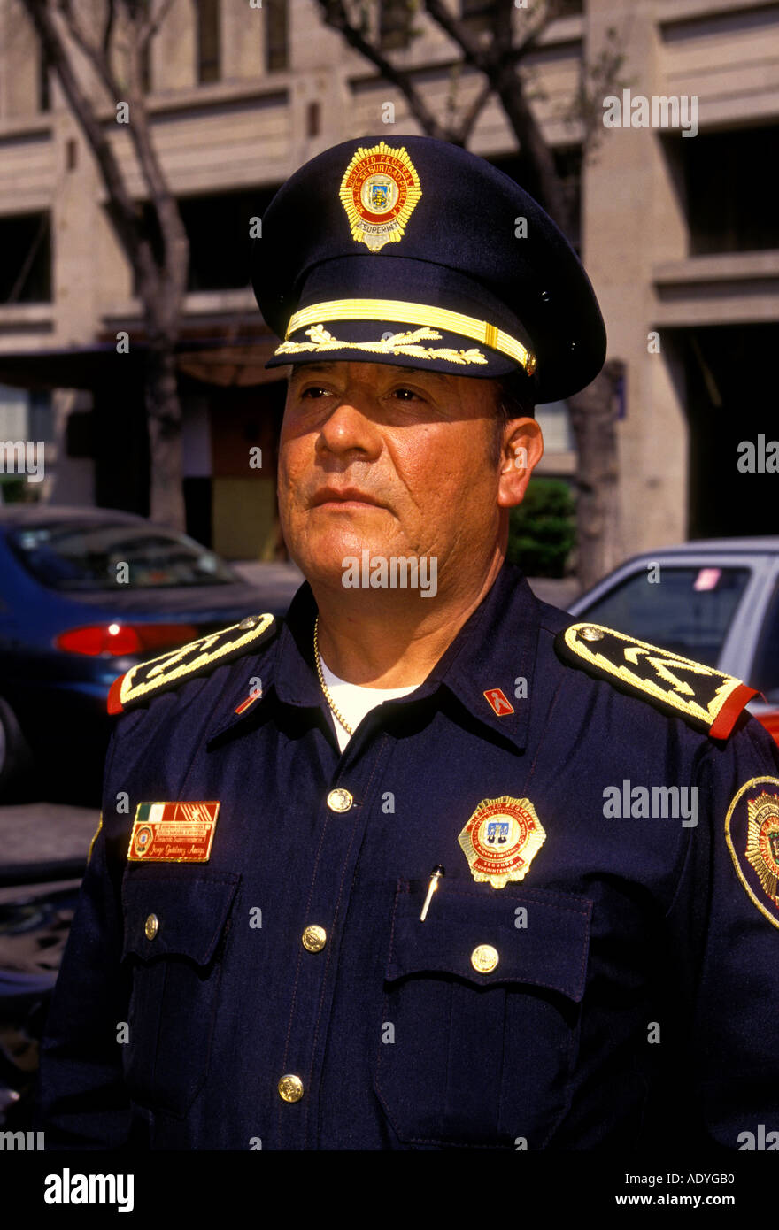 1 one Mexican people person adult male man Bank and Industry police officer policeman Mexico City Federal District Mexico Stock Photo